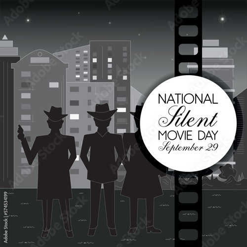National Silent Movie Day . Design suitable for greeting card poster and banner