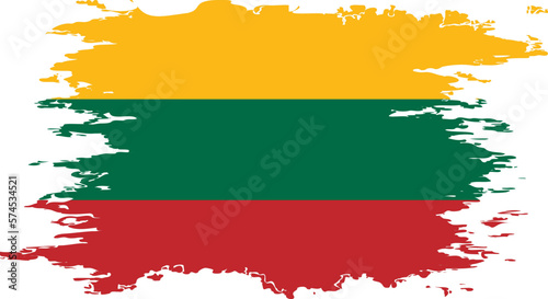 Lithuania flag grunge brush color image vector photo