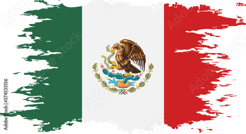 Mexico flag grunge brush color image vector