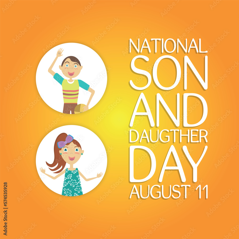 National Son and Daughter Day . Design suitable for greeting card poster and banner National Son and Daughter Day . Design suitable for greeting card poster and banner