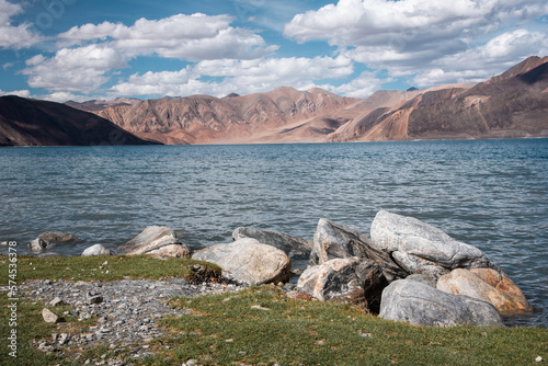 beautiful pile of rock of Pangong tso, Leh Ladakh, India