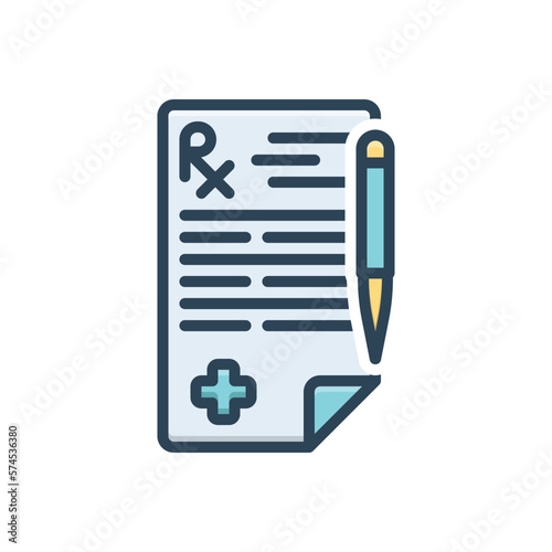 Color illustration icon for prescription