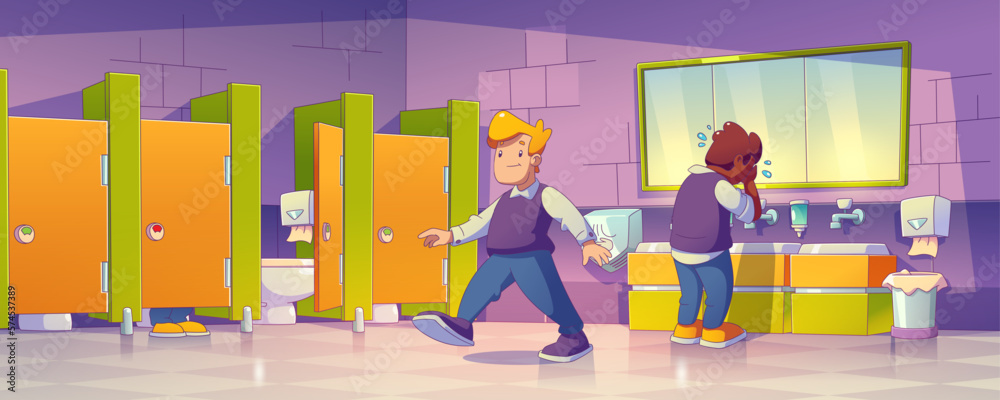 Premium Vector  Boy cleaning toilet in the bathroom