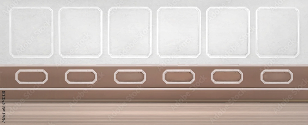 Beige wall molding and wood floor with baseboard realistic vector ...