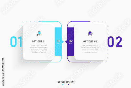 Vector Infographic label design template with icons and 2 options or steps. Can be used for process diagram, presentations, workflow layout, banner, flow chart, info graph.