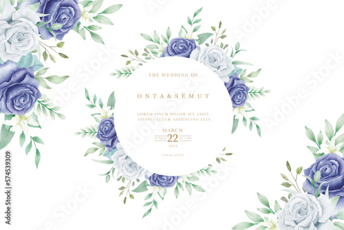 watercolor navyblue floral background