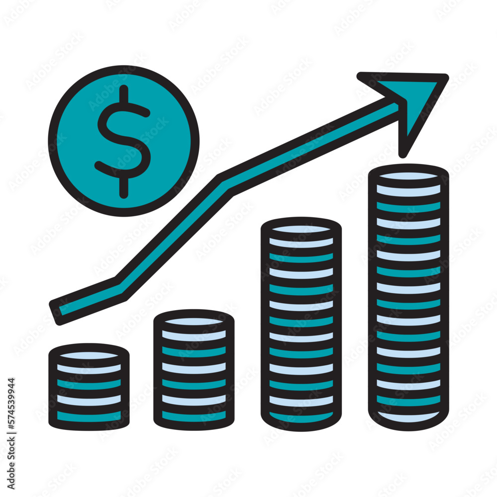 Filled Line INCREASE design vector icon Filled Line INCREASE design vector icon