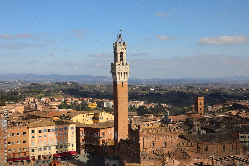 Siena in ITALY with the Tower called DEL MANGIA and the square
