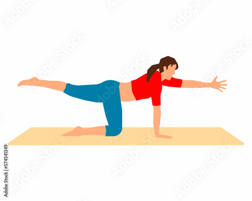 Bird Dog Yoga pose, woman practicing yoga exercise Healthy lifestyle.