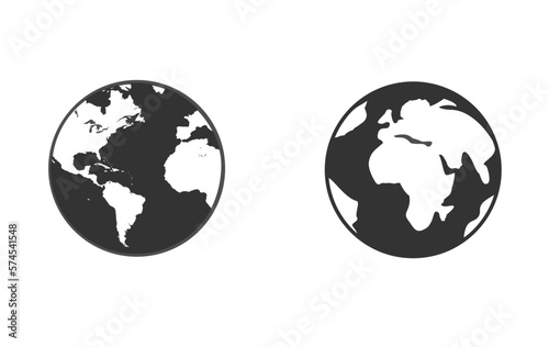 Icon earth in black and white colour