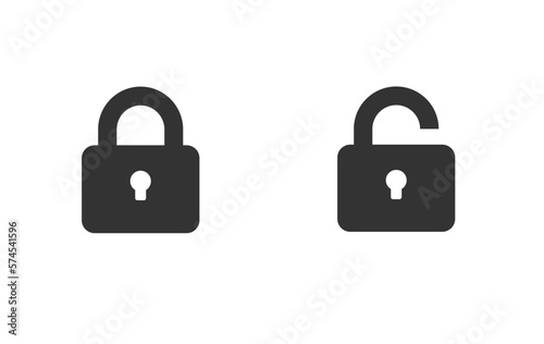 Lock and unlock icon in black and white colour