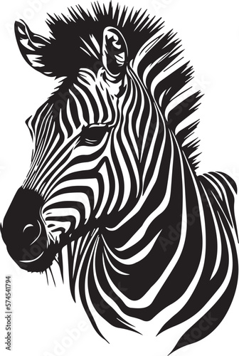 Zebra Mascot Logo Monochrome Design Style 