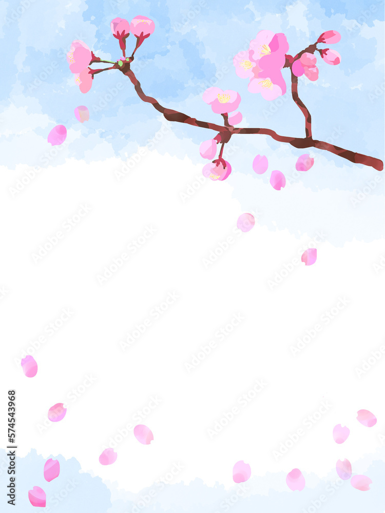 桜の舞う青空フレーム