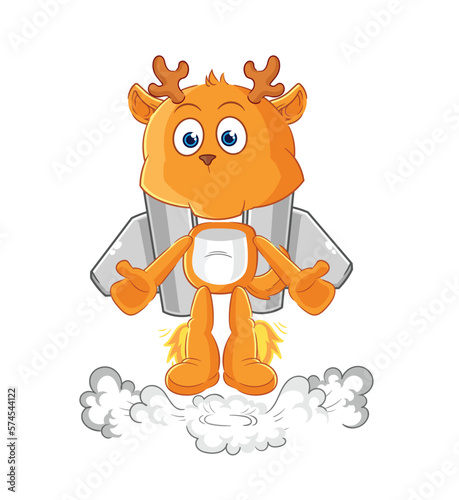 fawn with jetpack mascot. cartoon vector