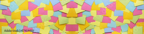 Colorful sticky notes on the board. Office work or reminder concepts.