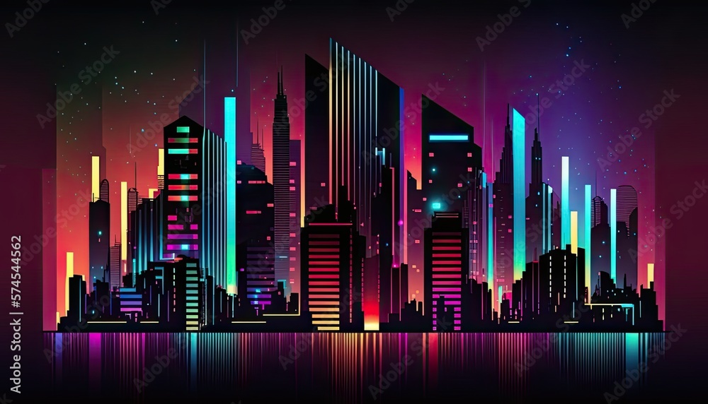 bright colors smart modern city , Generative AI