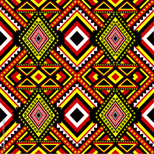 Seamless decorative hand drawn pattern. ethnic endless background with ornamental decorative elements with traditional etnic motives, tribal geometric figures. Print for wrapping, background