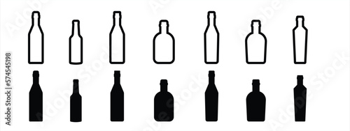 Bottle icon. Bottles wine icon line and outline. Bottle icon with different style, bottle alcohol sign and symbol. Vector illustration.