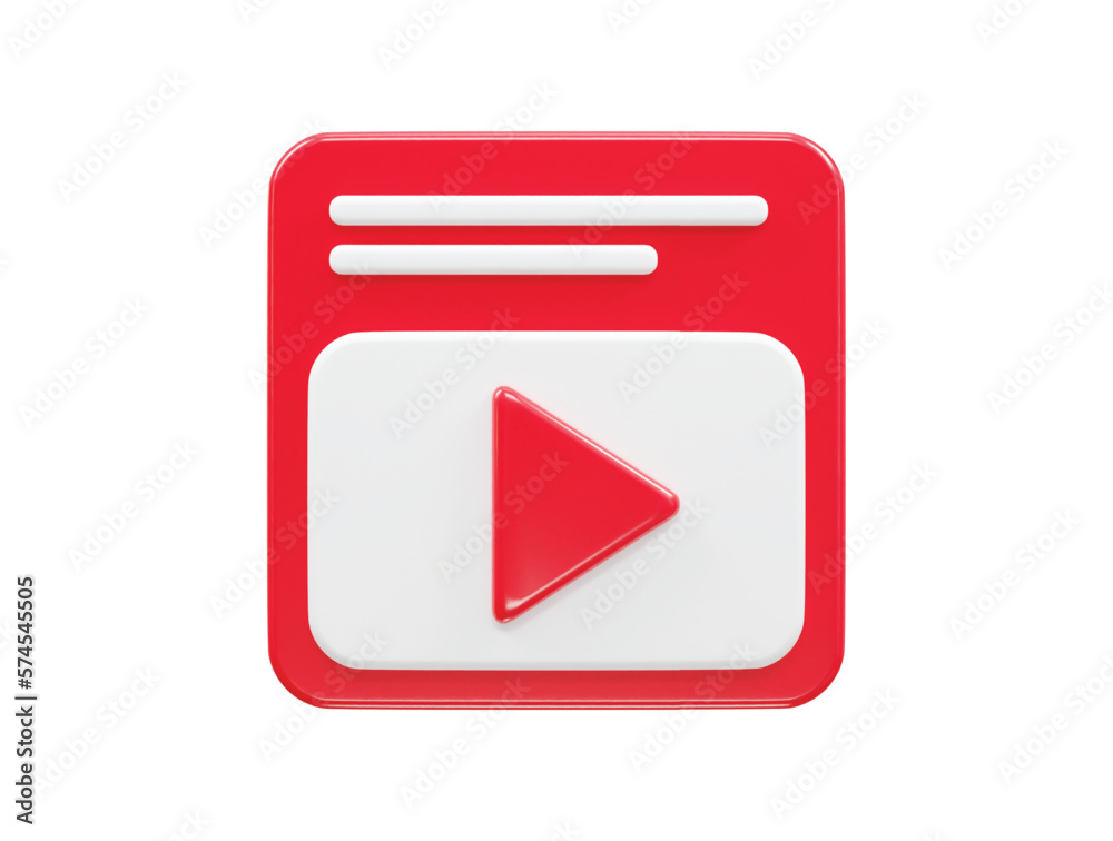 Video player icon 3d illustration vector transparent element Video player icon 3d illustration vector transparent element