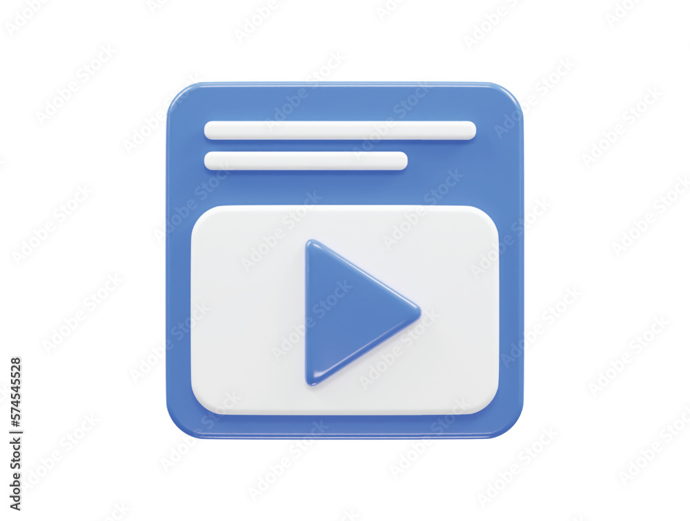 Video player icon 3d illustration vector transparent element Video player icon 3d illustration vector transparent element