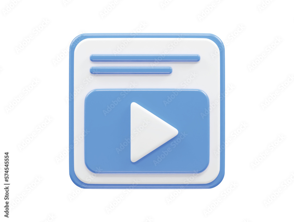 Video player icon 3d illustration vector transparent element Video player icon 3d illustration vector transparent element