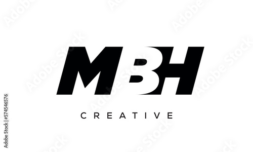 MBH letters negative space logo design. creative typography monogram vector 