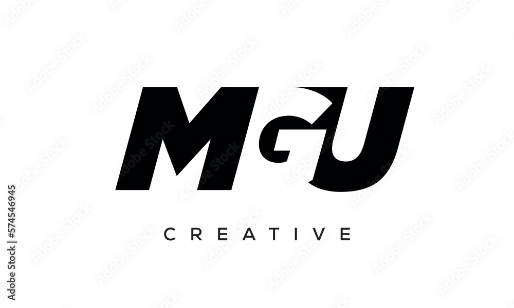 MGU letters negative space logo design. creative typography monogram vector	
