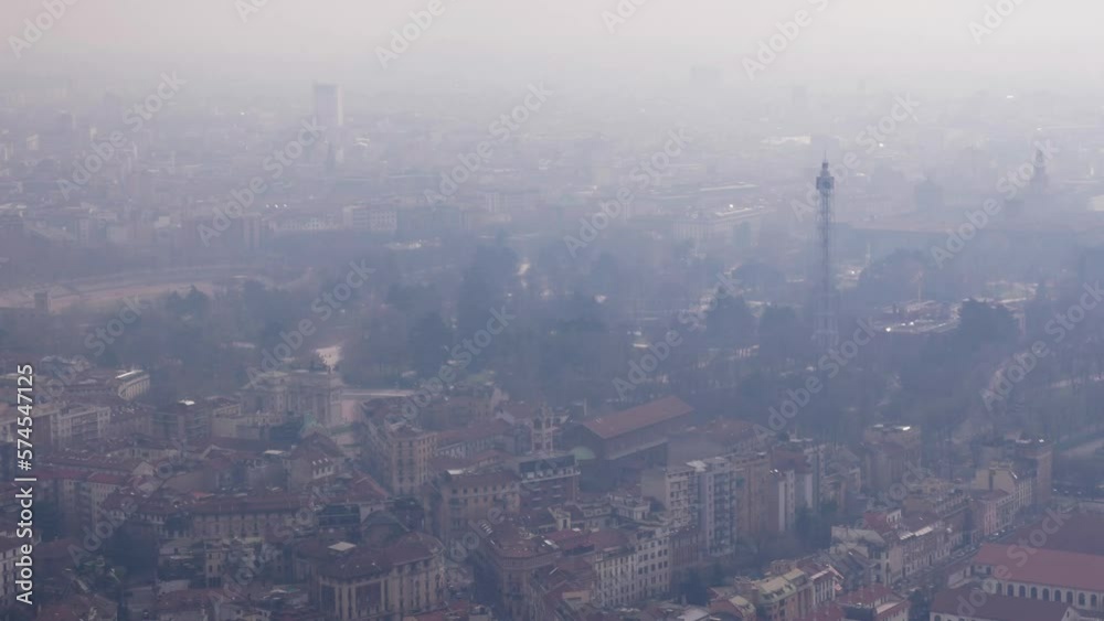 Heavy fog in Milan. Pollution effect. Heavy fog in Milan. Pollution effect.