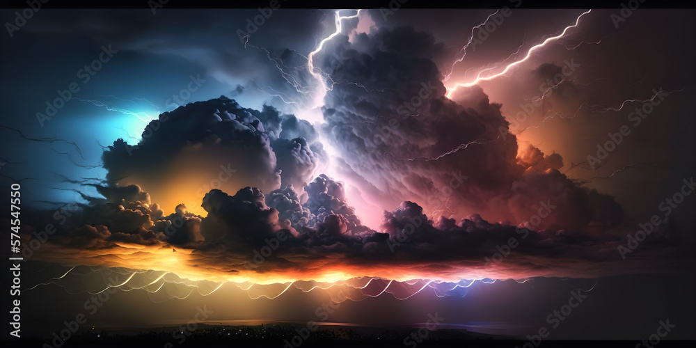 Epic big storm with lightning