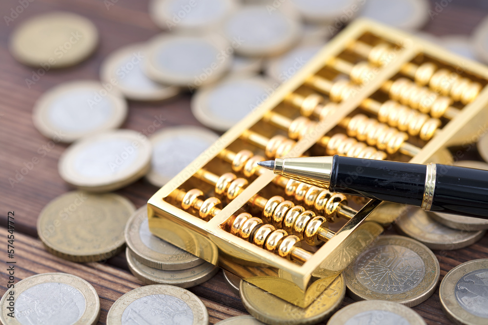 Financial investment Euro coin gold counting bead pen Financial investment Euro coin gold counting bead pen