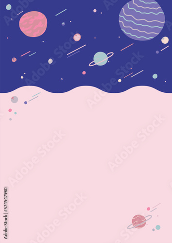 universe letter paper, message card vector illust