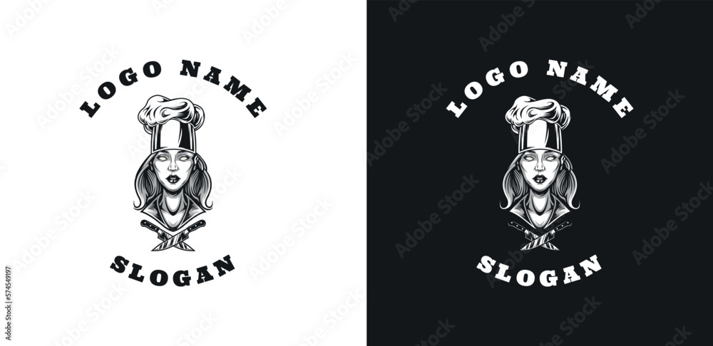 Fototapeta premium Female Chef Graphic Logo Design