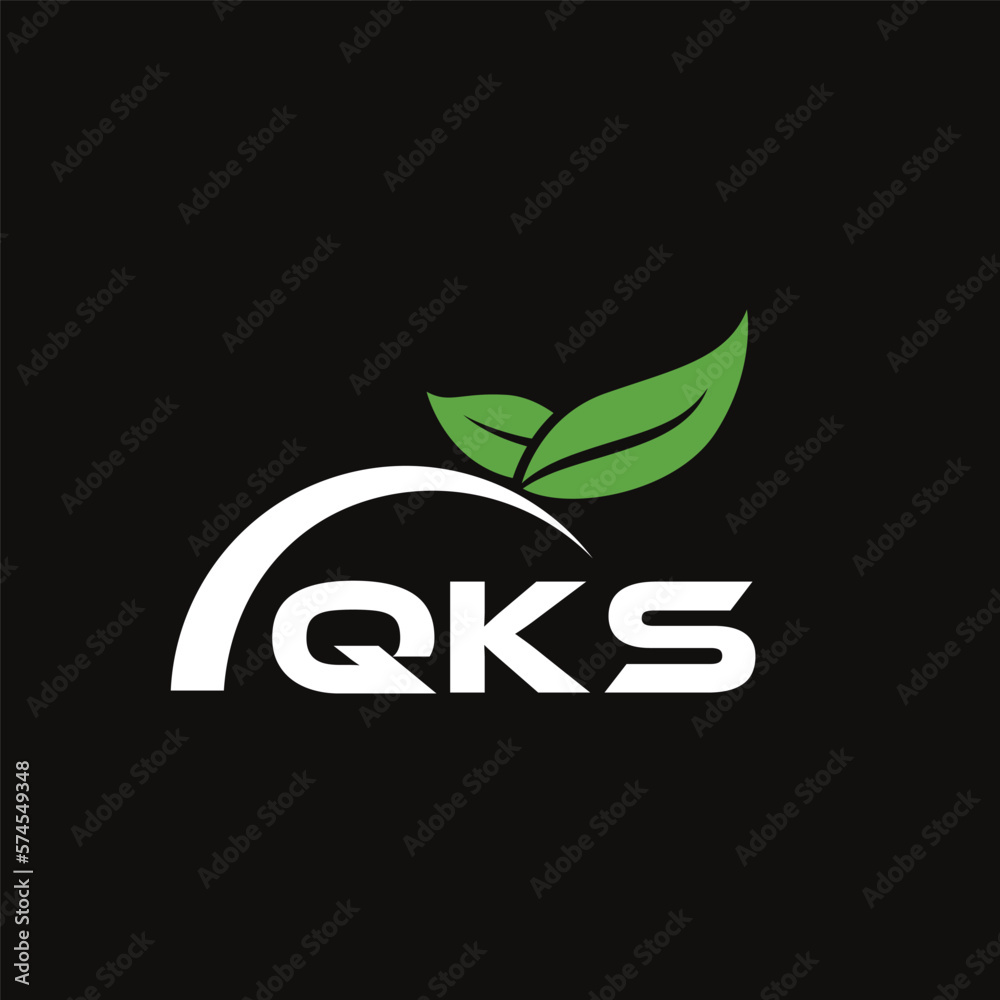 Fototapeta premium QKS letter nature logo design on black background. QKS creative initials letter leaf logo concept. QKS letter design.