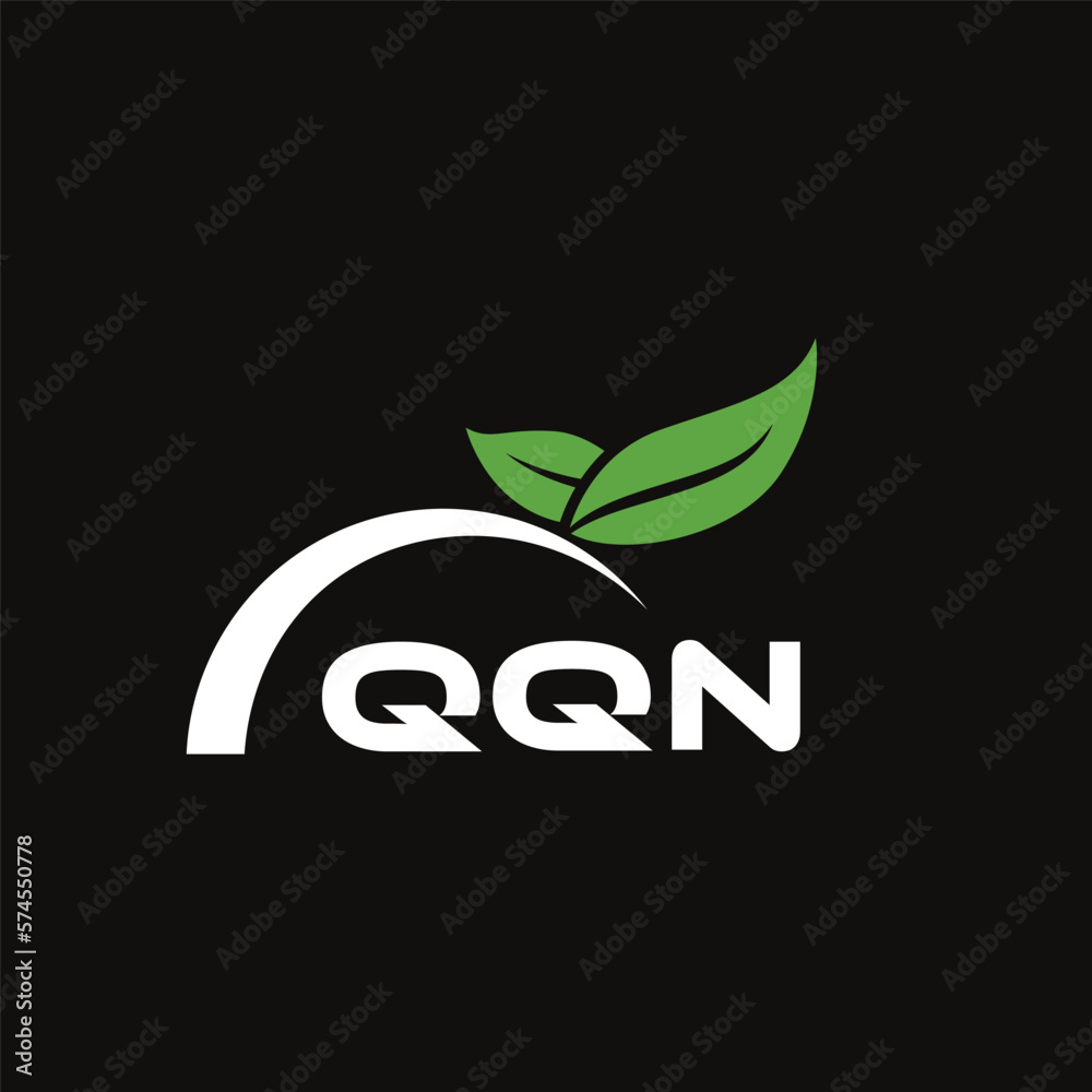 Fototapeta premium QQN letter nature logo design on black background. QQN creative initials letter leaf logo concept. QQN letter design.