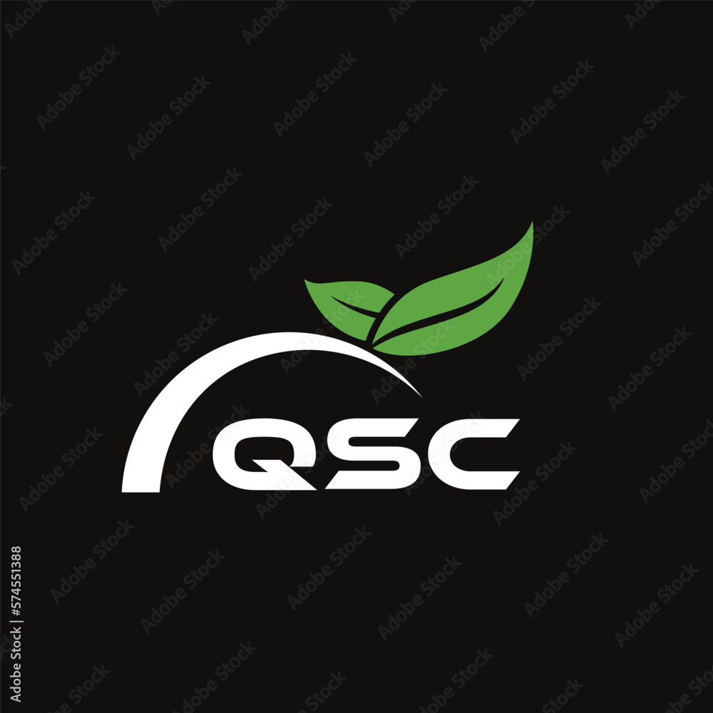Fototapeta premium QSC letter nature logo design on black background. QSC creative initials letter leaf logo concept. QSC letter design.