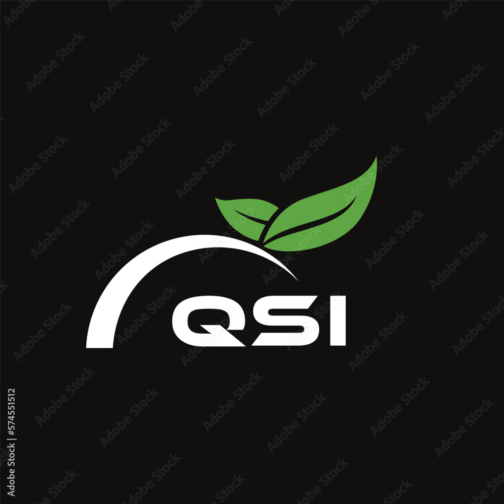 Fototapeta premium QSI letter nature logo design on black background. QSI creative initials letter leaf logo concept. QSI letter design.