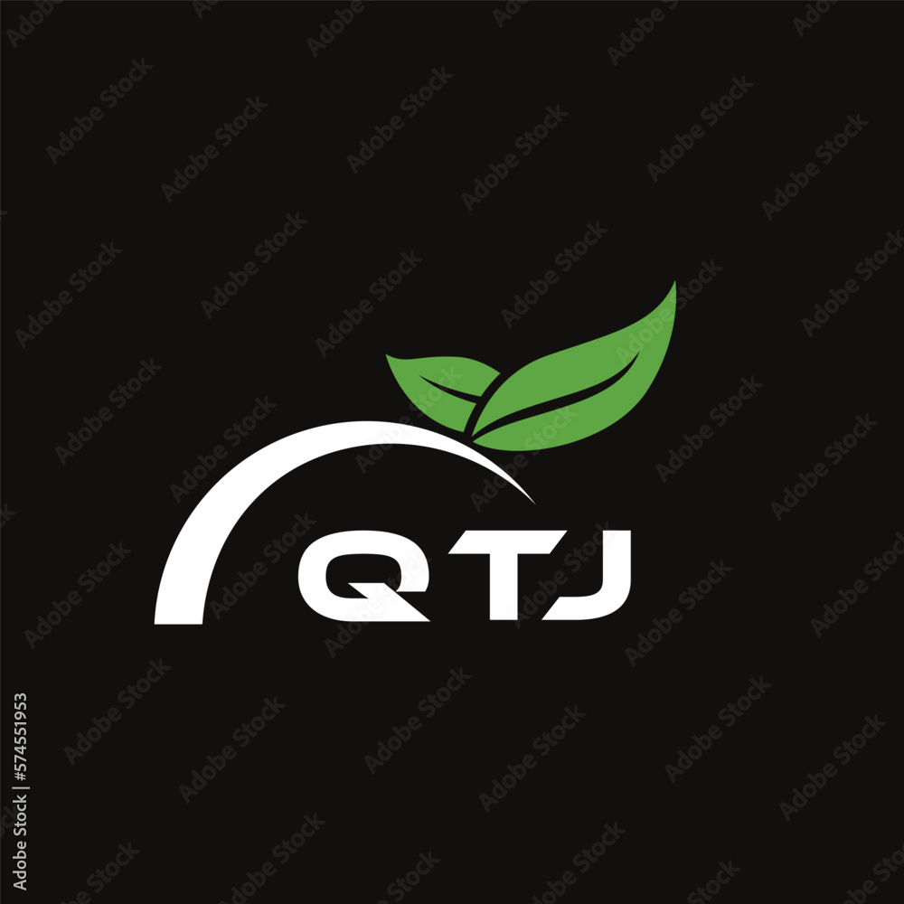 Fototapeta premium QTJ letter nature logo design on black background. QTJ creative initials letter leaf logo concept. QTJ letter design.