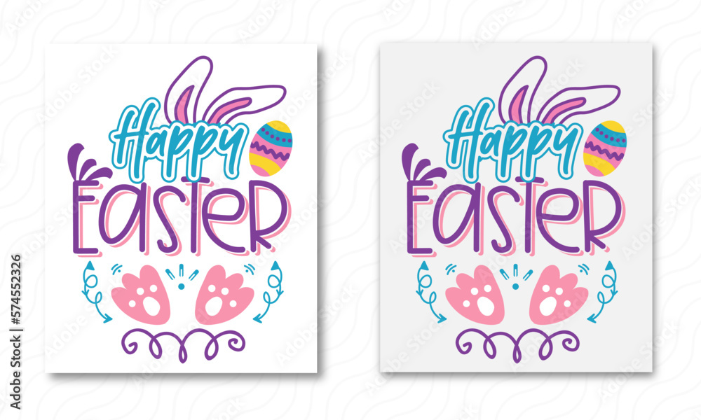 Happy Easter T Shirt Design With Egg And Bunny Ears Vector.