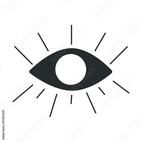 Flat vector hippy boho illustration. Hand drawn retro groovy all seeing eye