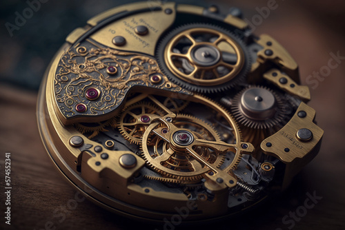 A Close up of Mechanical Watch Mechanism
