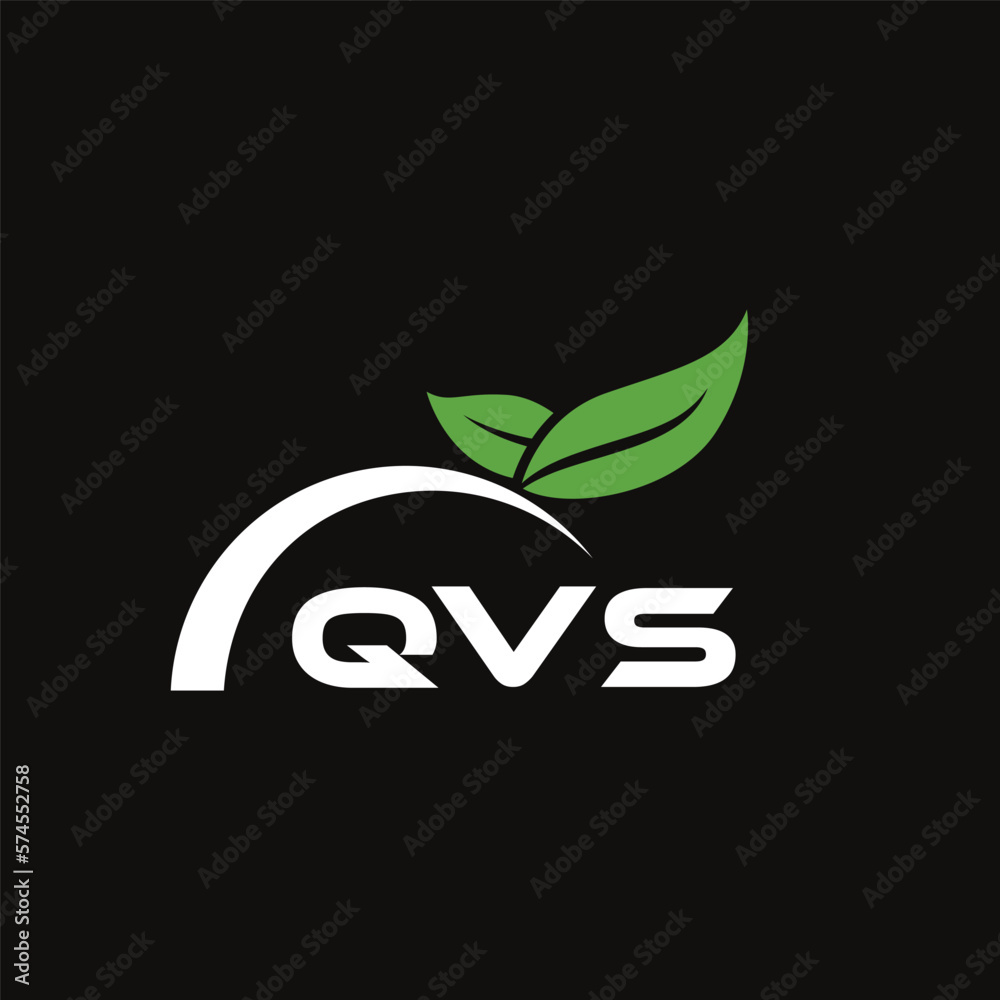 QVS letter nature logo design on black background. QVS creative initials letter leaf logo concept. QVS letter design. QVS letter nature logo design on black background. QVS creative initials letter leaf logo concept. QVS letter design.