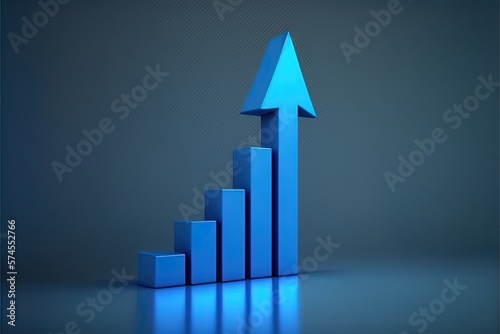 3d Graph showing rise in profits with arrow. Growing graph Business chart Upward trend. Growth success arrow chart Profit growing symbol. Progress bar diagram symbol. Chart increase. Generative AI