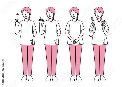 女性の衛生士,歯科衛生士,歯科医師のイラスト