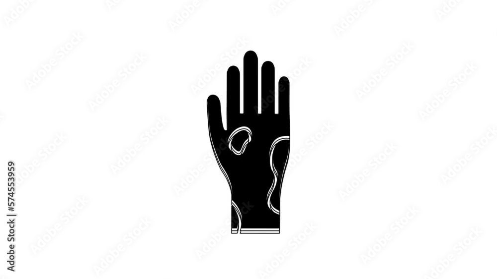 Black Hand with psoriasis or eczema icon isolated on white background. Concept of human skin response to allergen or chronic body problem. 4K Video motion graphic animation Black Hand with psoriasis or eczema icon isolated on white background. Concept of human skin response to allergen or chronic body problem. 4K Video motion graphic animation