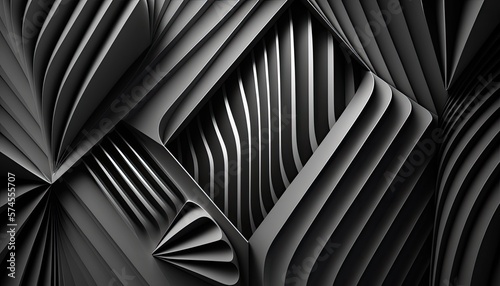 3d Black and White Abstract Background, Ai, Ai Generated
