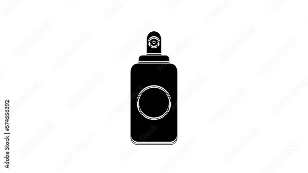 Black Spray can for air freshener, hairspray, deodorant, antiperspirant icon isolated on white background. 4K Video motion graphic animation Black Spray can for air freshener, hairspray, deodorant, antiperspirant icon isolated on white background. 4K Video motion graphic animation