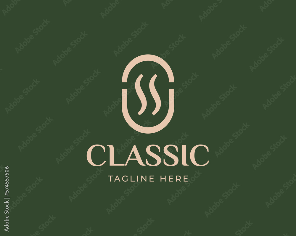 Obraz premium Classic and Elegant Oval Coffee Icon Logo