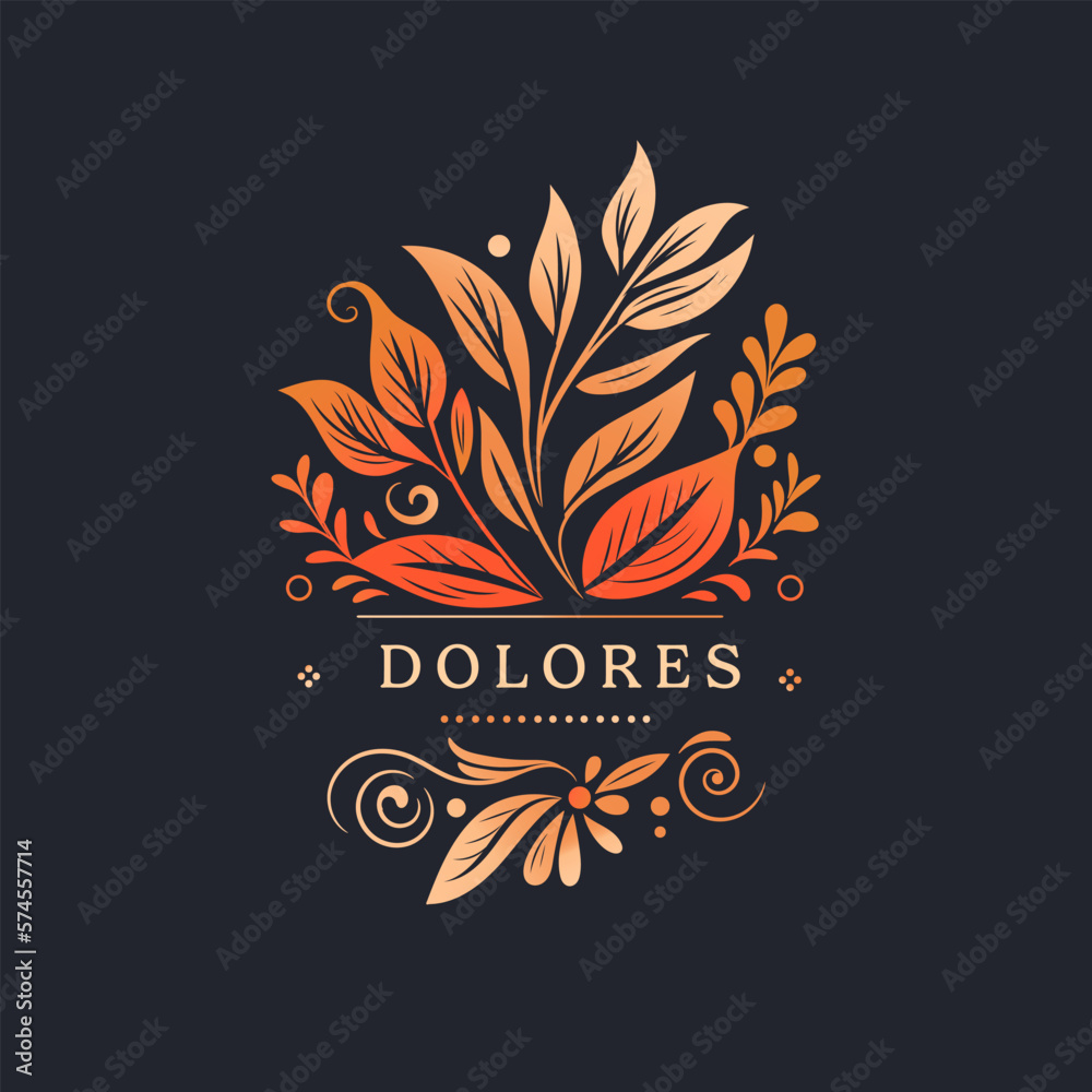 Frame with vector leaves ornament on a black background. Elegant, classic elements. Can be used for jewelry, beauty and fashion industry. Great for logo, emblem, or any desired idea.