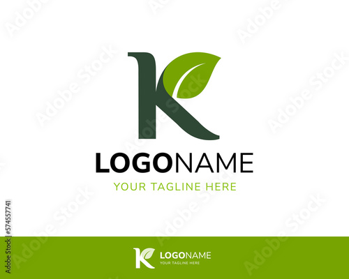 Letter K and leaf logo