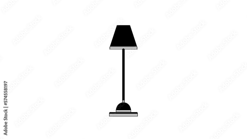 Black Floor lamp icon isolated on white background. 4K Video motion graphic animation Black Floor lamp icon isolated on white background. 4K Video motion graphic animation